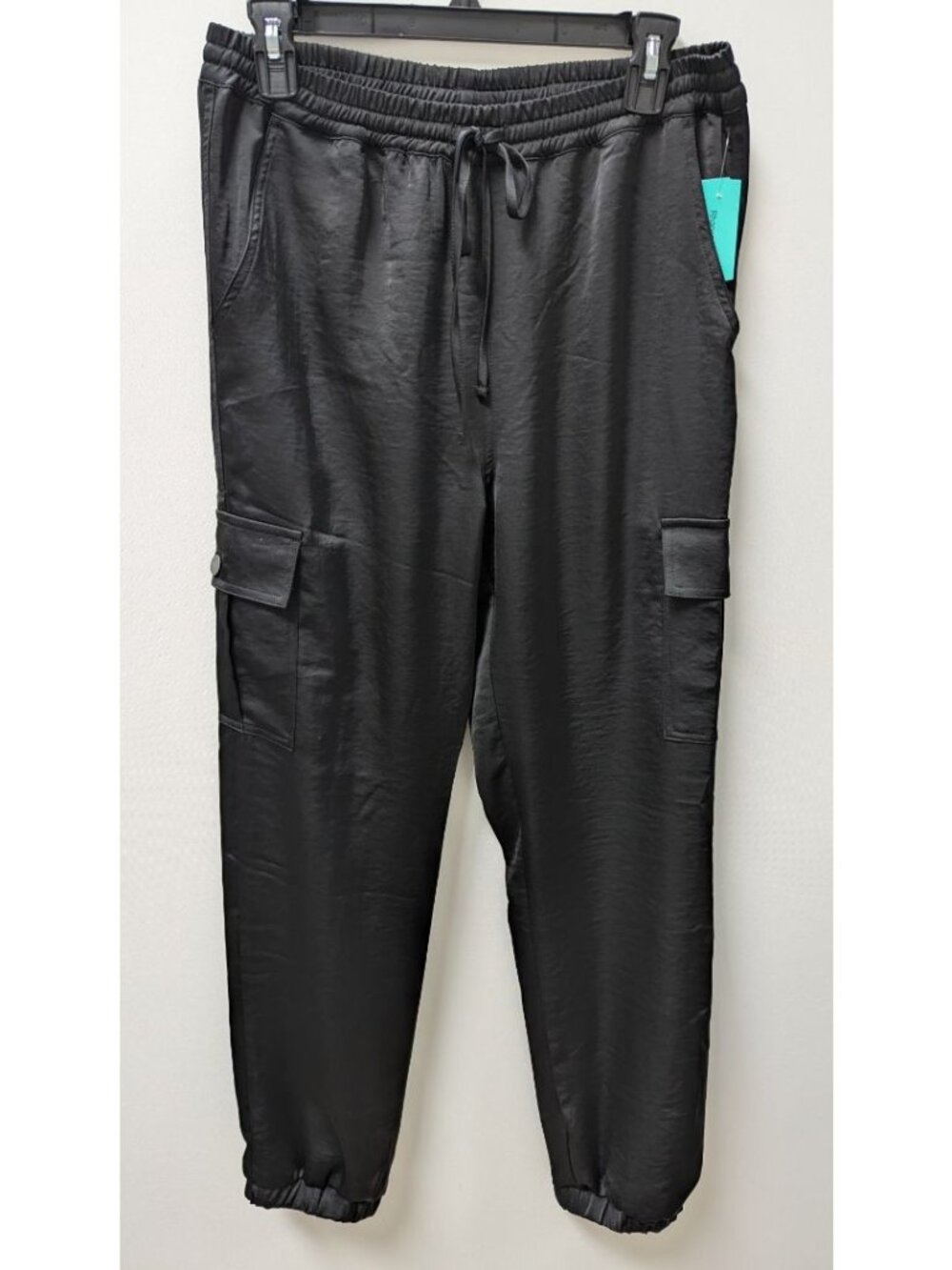 Triple Seven Black Sateen Cargo Jogger Pants